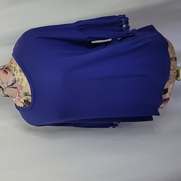 FREE with Purchase LORD & TAYLOR Tassel 3/4 Sleeve Blue/Purple T Shirt Top - Picture 1 of 6